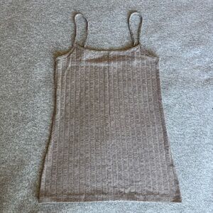 Loft Women's Ribbed Spaghetti Strap Tank Top - Beige - XS